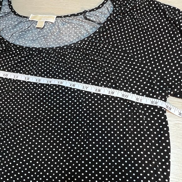 Michael Kors Blouse Womens XL Peasant Top 3/4 Balloon Sleeve Polka Dot - Picture 7 of 9